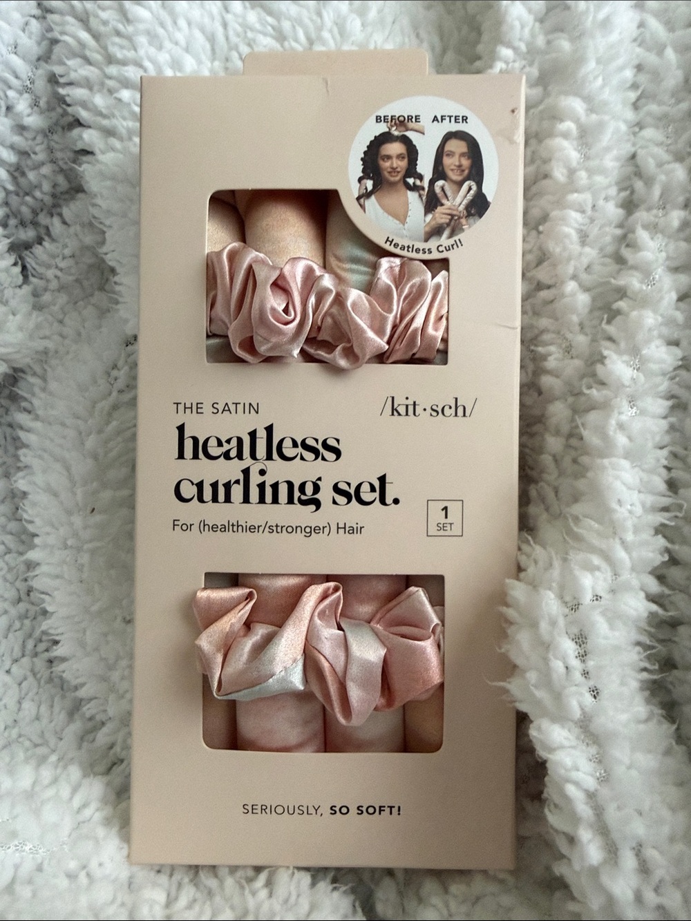 Kitsch Satin Heatless Curling Set - Blush Pink
